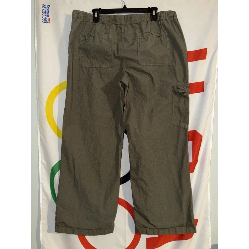 Aerie Wide Leg Cargo Pants Womens XL Army Green Military Parachute - Picture 4 of 9